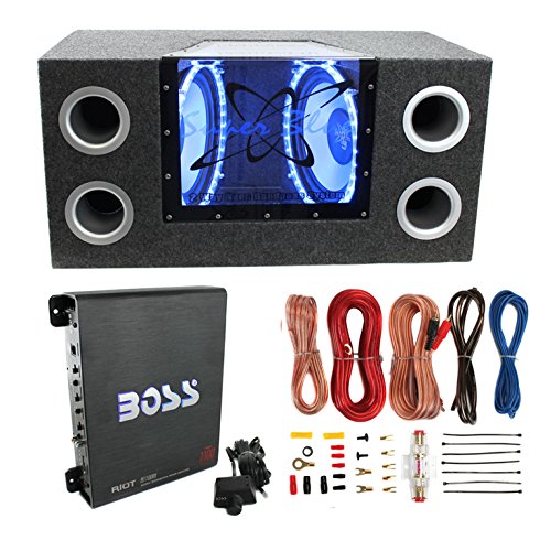 Pyramid BNPS102 10" 1000W Dual Car Subwoofers + Box + 1100W Mono Amp